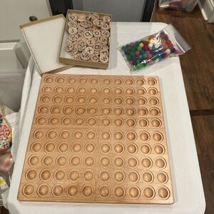 Treasures from Jennifer Hundred Frame with wool balls & reversible # letter set